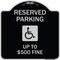 Signmission Reserved Parking Up to $500 Fine Handicapped Heavy-Gauge Aluminum Sign, 18" x 18", BS-1818-23002 A-DES-BS-1818-23002 - alternate 1